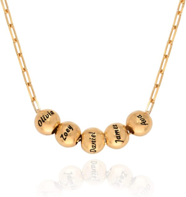 Personalized Balance Bead Necklace – Custom Engraved Bead Necklace with Optional Lab Diamond Bead, Silver, 18K Gold or Rose Gold Plated, Gold Vermeil