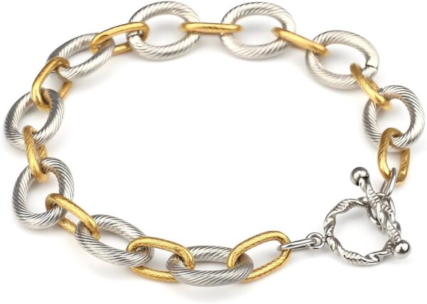 Cable Bracelet for Women Circle Bangle  Chain Link Bracelets  Inspire Silver Gold Bracelets