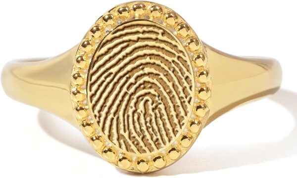 Fingerprint Signet Rings, Memorial Jewelry, Mother's Day Jewelry Gifts, Remembrance Gift for Loss of Mom Dad, Custom Signet Ring for Women, Jewelry Gifts for Mom