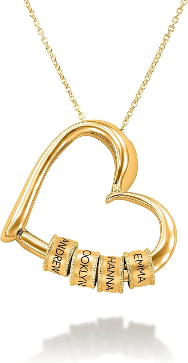 Personalized Charming Heart Necklace with Engraved Beads - Dainty Gift for Mom, Grandma, Her, Women - Custom Jewelry for Christmas